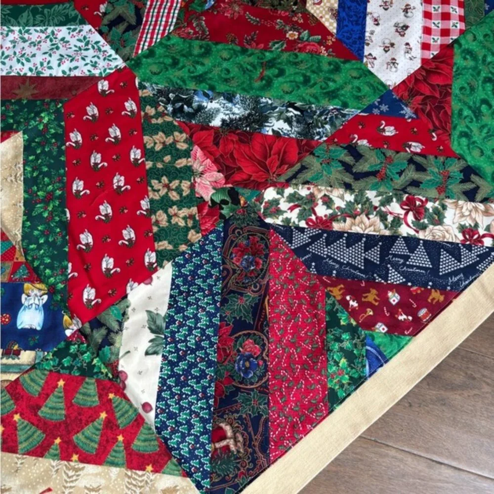 Christmas Quilt-Handmade patchwork with vibrant,multi-colored design.